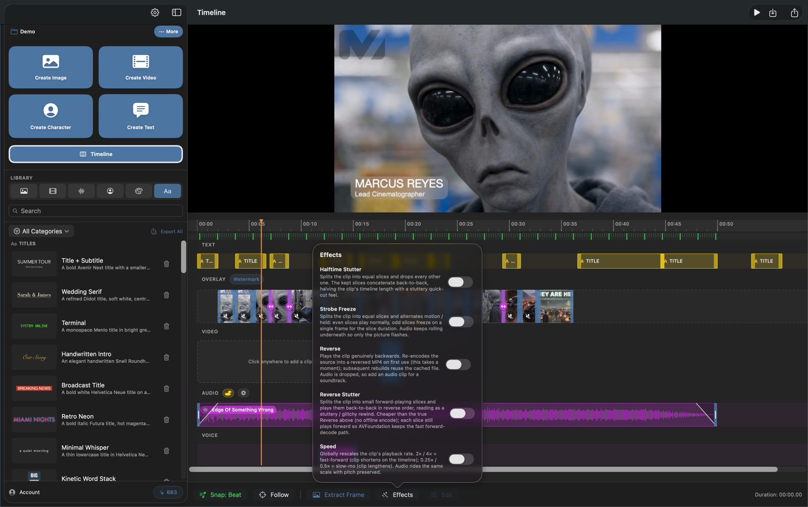 AI Movie timeline editor on the Mac